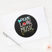 Cute Peace Love Music Hippie Hipster Festival Ronde Sticker (Envelop)