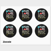 Cute Peace Love Music Hippie Hipster Festival Ronde Sticker (Vel)