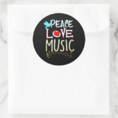 Cute Peace Love Music Hippie Hipster Festival Ronde Sticker (Tas)