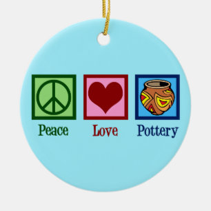 Cute Peace Love Pottery Keramisch Ornament