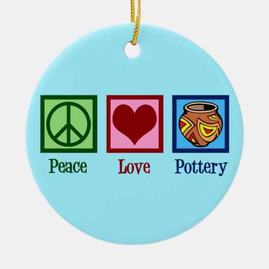 Cute Peace Love Pottery Keramisch Ornament (Voorkant)