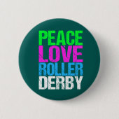 Cute Peace Love Roller Derby Ronde Button 5,7 Cm (Voorkant)
