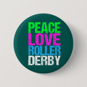 Cute Peace Love Roller Derby Ronde Button 5,7 Cm
