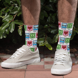 Cute Peace Love Water Polo Player Sokken