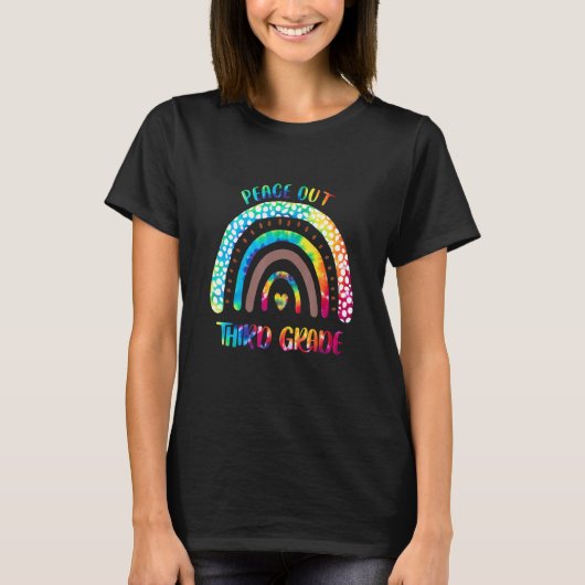 Cute Peace Out 3rd Grade Leopard Rainbow 3rd Grade T-shirt (Voorkant)