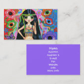 Cute Peace Sign Hippie Girl Visitekaartje (Voorkant / Achterkant)