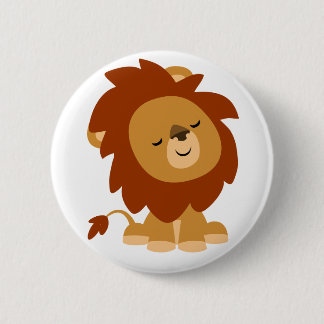 Cute Peaceful Cartoon Lion Button Badge