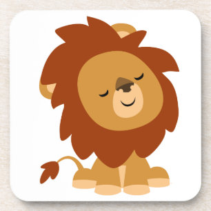 Cute Peaceful Cartoon Lion Onderzetters Set