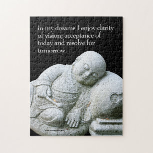 Cute Peaceful Sleeping Young Monk Stone Sculpture Legpuzzel
