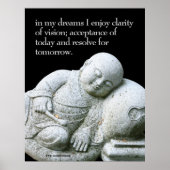 Cute Peaceful Sleeping Young Monk Stone Sculpture Poster (Voorkant)