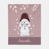 Cute Peaceful Snowman Pink kerstavond Fleece Deken (Voorkant)