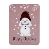 Cute Peaceful Snowman Pink kerstavond Magneet (Verticaal)