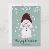 Cute Peaceful Snowman Winter Blue Kerstmis Feestdagenkaart (Voorkant)