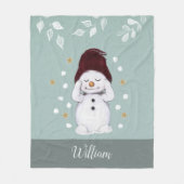 Cute Peaceful Snowman Winter Blue Kerstmis Fleece Deken (Voorkant)