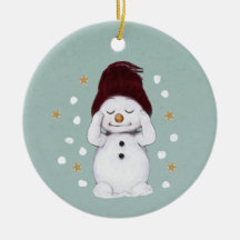 Cute Peaceful Snowman Winter Blue Kerstmis
