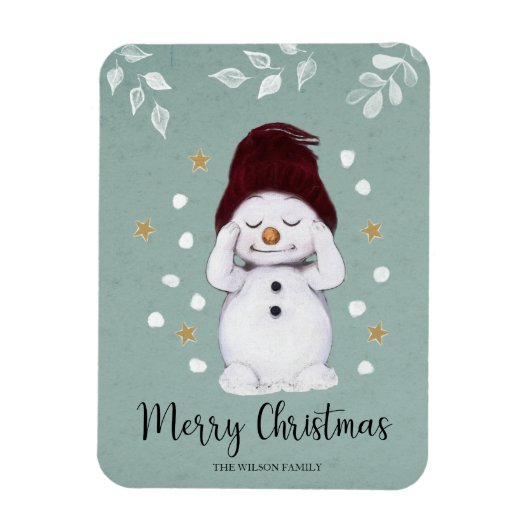 Cute Peaceful Snowman Winter Blue Kerstmis Magneet (Verticaal)