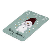 Cute Peaceful Snowman Winter Blue Kerstmis Magneet (Linkerzijde)