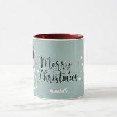 Cute Peaceful Snowman Winter Blue Kerstmis Mok (Midden)