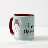 Cute Peaceful Snowman Winter Blue Kerstmis Mok (Voorkant links)