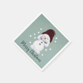 Cute Peaceful Snowman Winter Blue Kerstmis Servet (Hoek)