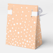 Cute peach and white polka dot pattern wedding fav bedankdoosjes (Achterkant)