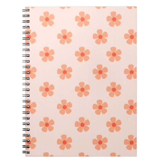 Cute Peach Flower Pattern Minimal Floral Aesthetic Notitieboek (Voorkant)