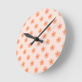 Cute Peach Flower Pattern Minimal Floral Aesthetic Ronde Klok (Hoek)