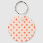 Cute Peach Flower Pattern Minimal Floral Aesthetic Sleutelhanger (Voorkant)