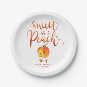 Cute Peach Girl Spring Baby shower Papieren Bordje