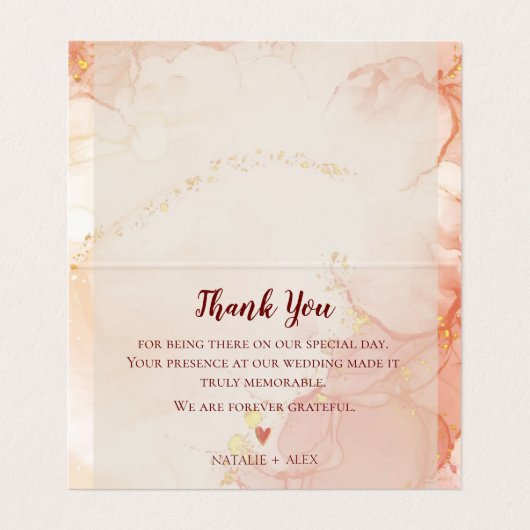 Cute Peach Gold Marble Photo Weddenschap Hartelijk Kaart (Binnenkant ongevouwen)