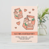 Cute Peach Milk Birthday Party Kaart (Staand voorkant)