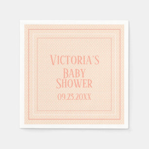 Cute Peach White Modern Typography Baby shower Servet