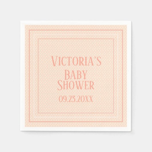 Cute Peach White Modern Typography Baby shower Servet (Voorkant)
