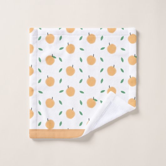 Cute Peaches & Leaves Pattern Bad Handdoek (Wasdoekje)