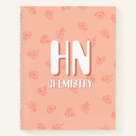 Cute Peachy Notebook with initials  Notitieboek