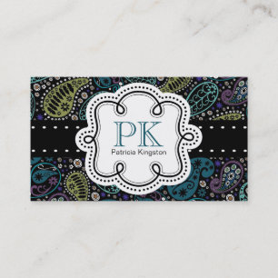 Cute Peacock Colors Paisley Calling Card Contactkaartje