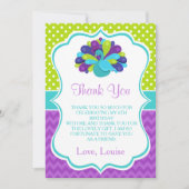 Cute Peacock Green and Purple Birthday Bedankkaart (Voorkant)