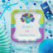 Cute Peacock Green and Purple Papieren Bordje (Feest)