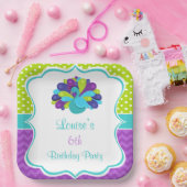 Cute Peacock Green and Purple Papieren Bordje (Feest)