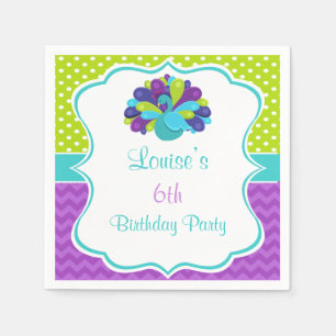 Cute Peacock Green en Paars Servet