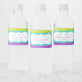 Cute Peacock Green en Paars Waterfles Etiket (Flessen)