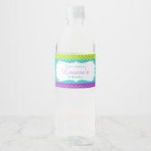 Cute Peacock Green en Paars Waterfles Etiket (Voorkant)