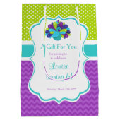 Cute Peacock Green en Paarse Birthday Dank u Medium Cadeauzakje (Achterkant)