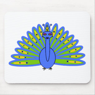 Cute Peacock in Blue en Green Muismat