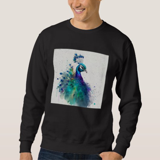 Cute Peacock Paint Splatter Colorful Gorgeous Uniq Trui (Voorkant)