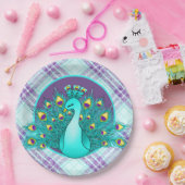 Cute Peacock party betrapt Papieren Bordje (Feest)