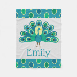 Cute Peacock Personalized Blanket Fleece Deken