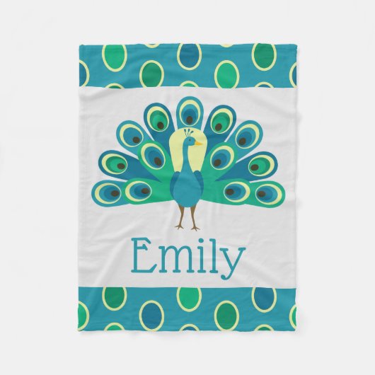 Cute Peacock Personalized Blanket Fleece Deken (Voorkant)