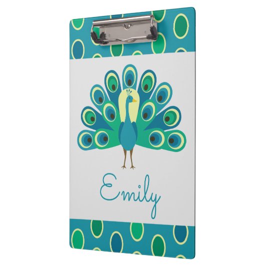 Cute Peacock Personalized Klembord (Links)