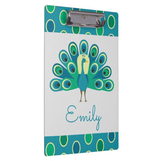 Cute Peacock Personalized Klembord (Rechts)